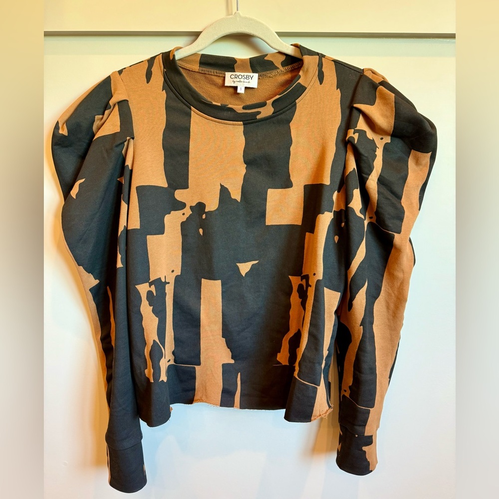 Crosby Black and Tan Abstract Top